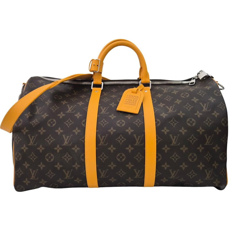 Louis Vuitton Monogram Macassar Keepall Bandoulière 50 Safran Yellow
